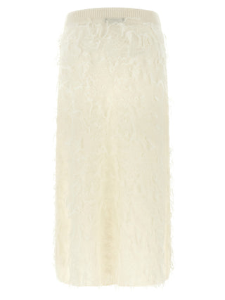White Fabric Midi Skirt