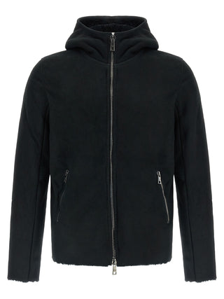 Black Lamb Leather Sweatshirt
