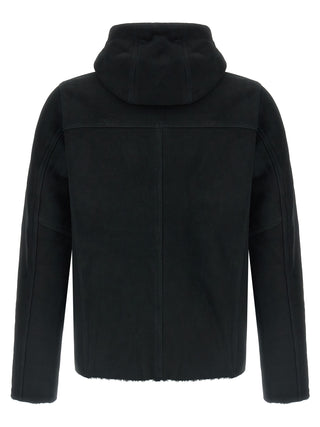 Black Lamb Leather Sweatshirt