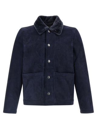 Blue Lamb Leather Leather Jacket