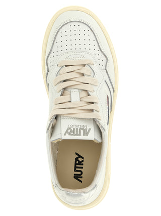Silver Cowhide Low Top Sneakers