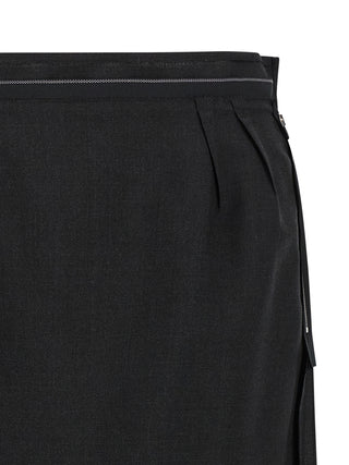 Black Virgin Wool Midi Skirt