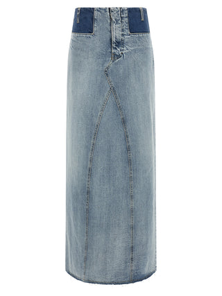 Blue Cotton Mini Skirt