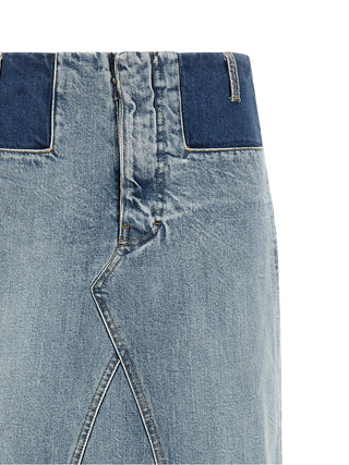 Blue Cotton Mini Skirt