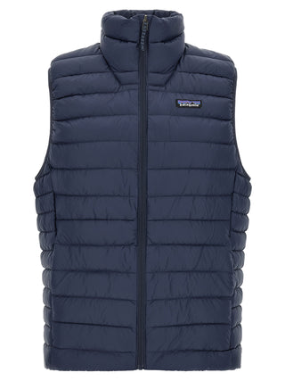 Blue Nylon Sleeveless Jacket