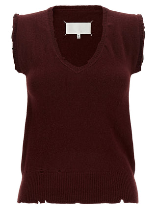 Bordeaux Virgin Wool Sleeveless Jacket