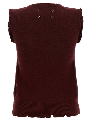 Bordeaux Virgin Wool Sleeveless Jacket