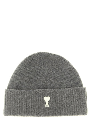 Gray Alpaca Leather Beanie