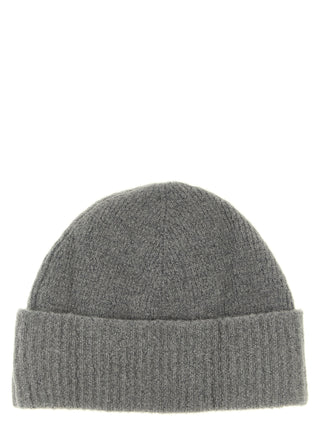 Gray Alpaca Leather Beanie