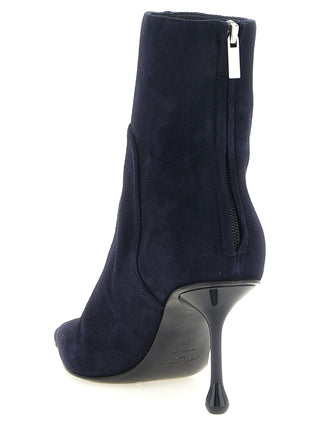 Blue Leather Ankle Boots