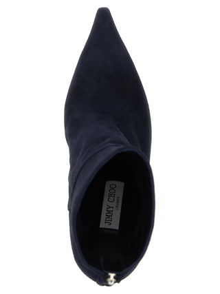 Blue Leather Ankle Boots