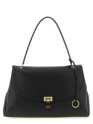 Black Calfskin Shoulder Bag