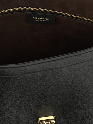 Black Calfskin Shoulder Bag