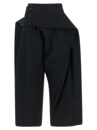 Black Polyester Casual Pants