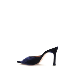 Blue Velvet Stiletto Heel Sandals