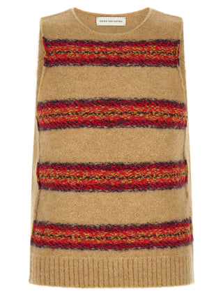 Beige Wool Sleeveles Sweater