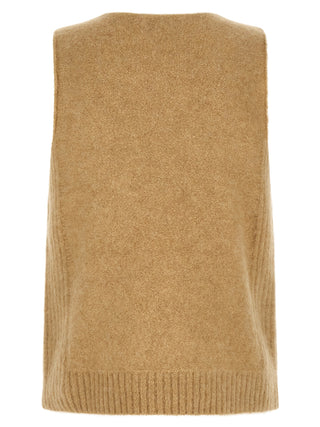 Beige Wool Sleeveles Sweater