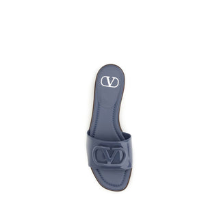 Blue Calf Leather Bos Taurus Flat Sandals