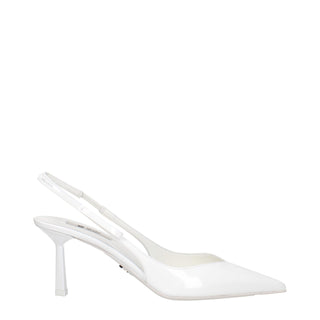 White Leather High Heel Pumps