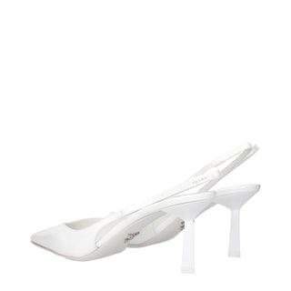 White Leather High Heel Pumps