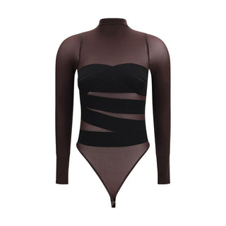 Brown Polyamide Bodysuit