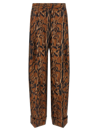 Brown Silk Casual Pants