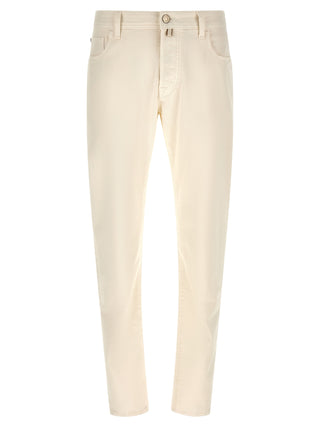 White Cotton Tapered Jeans