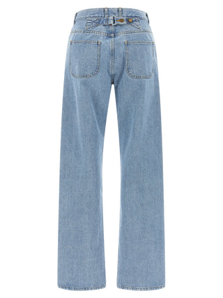 Blue Cotton Straight-Leg Jeans