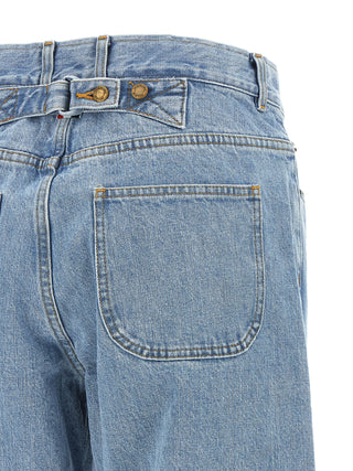 Blue Cotton Straight-Leg Jeans