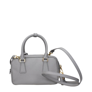 Gray Leather Handbag