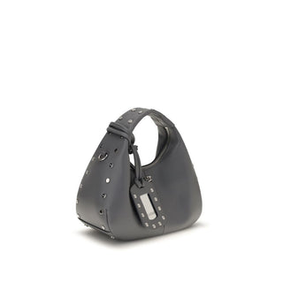 Gray Leather Shoulder Bag