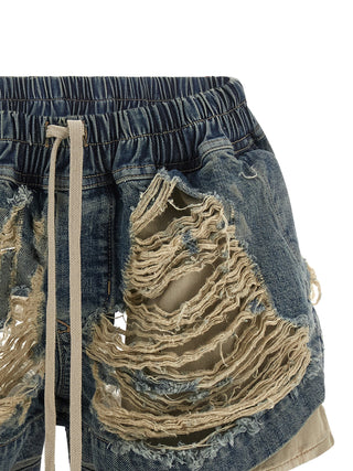 Blue Cotton Bermuda Shorts