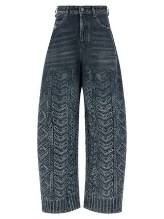 Blue Cotton High-Waisted Jean