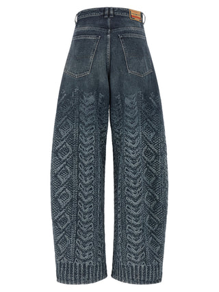 Blue Cotton High-Waisted Jean