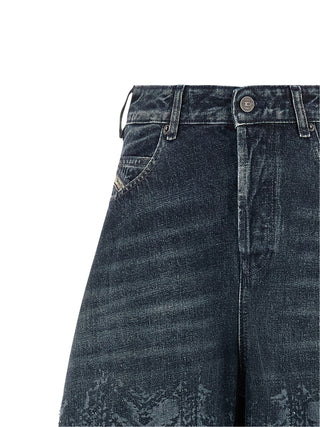 Blue Cotton High-Waisted Jean