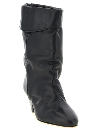 Black Cowhide Ankle Boots