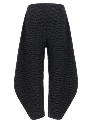 Black Polyester Casual Pants