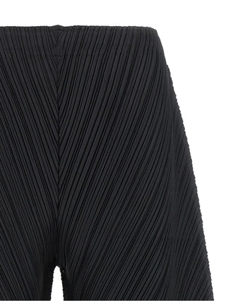 Black Polyester Casual Pants