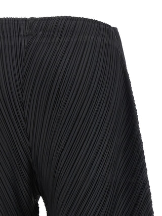 Black Polyester Casual Pants