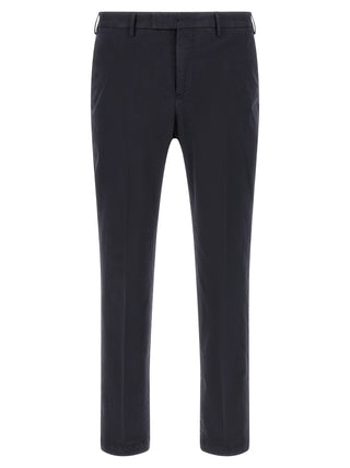 Blue Cotton Casual Pants