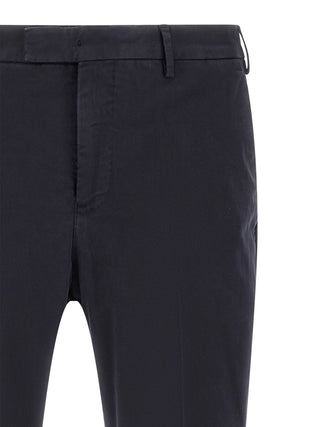 Blue Cotton Casual Pants