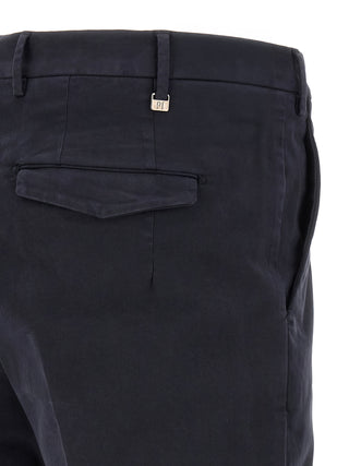 Blue Cotton Casual Pants