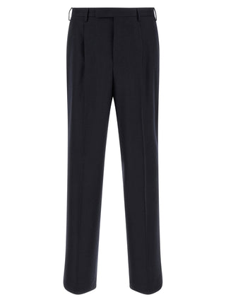 Black Virgin Wool Casual Pants
