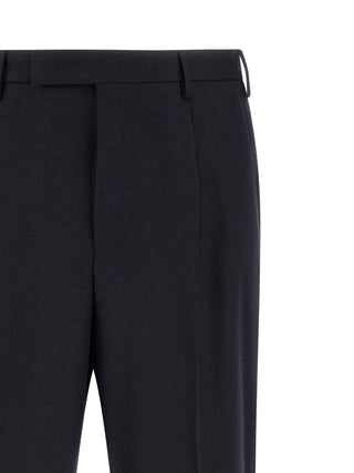 Black Virgin Wool Casual Pants