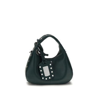 Bicolor Recycled Leather Shoulder Bag