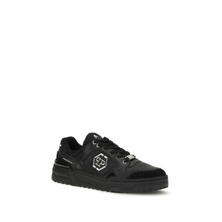 Black Polyester Low Top Sneakers