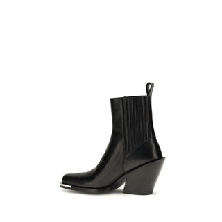 Black Calf Leather Bos Taurus Ankle Boots