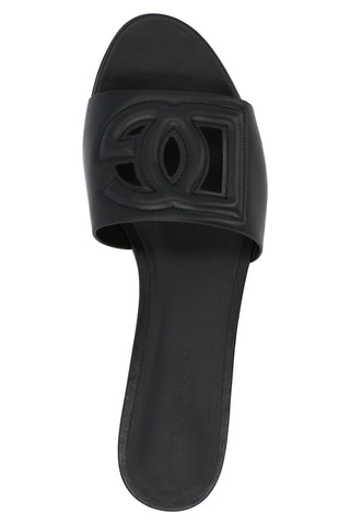 Black Calfskin Slides