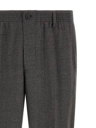 Gray Virgin Wool Cropped Pants
