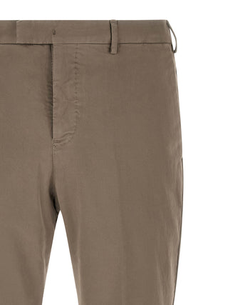 Beige Cotton Casual Pants
